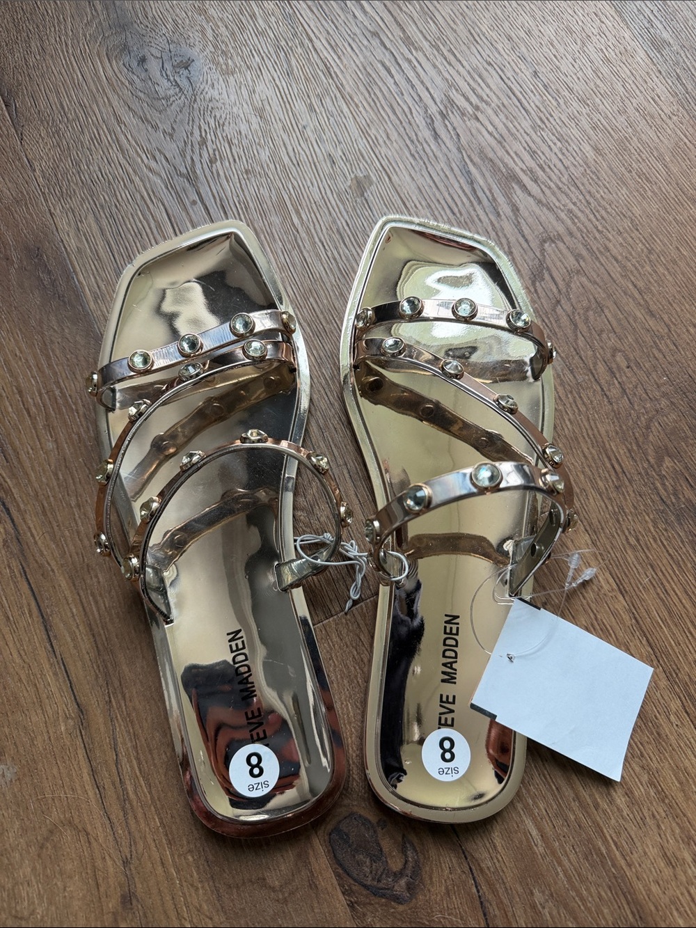 Steve Madden Calla square toe gold sandals